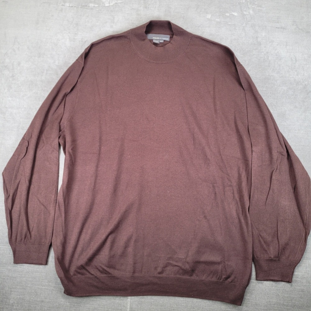 Tricots St Raphael XXL Mock Neck Long Sleeve Silk Blend Sweater Brown Light